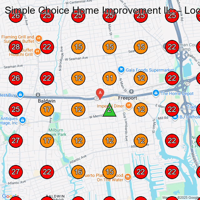 Simple Choice Home Improvement llc GeoGrid visibility map for General Contractor in Freeport
